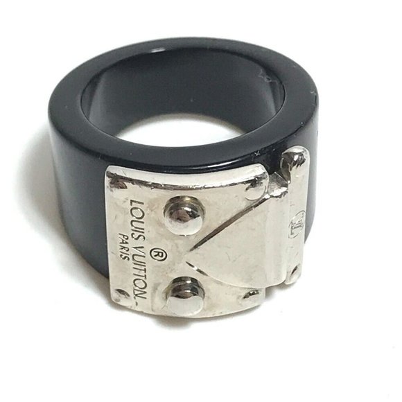 LOUIS VUITTON bar lock me Accessories Ring Plastic Black/Silver - Picture 1 of 10